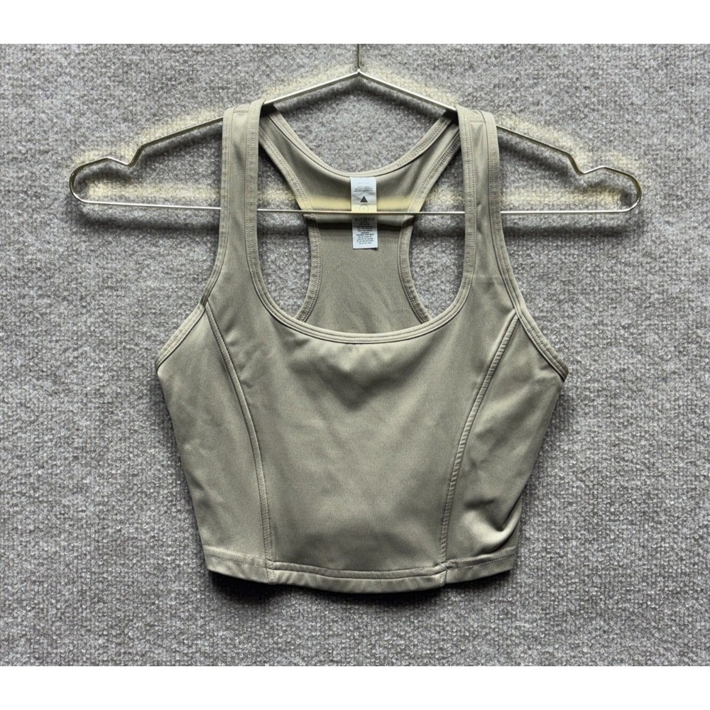 Vitality‎ Shirt Women Small Beige Crop Tank Top Everyday Athleisure Yoga Run